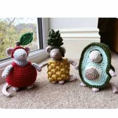 Laura Loves Crochet - Laura Sutcliffe - Fruit Mousefits- Apple, Pineapple and Av