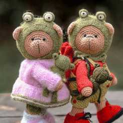 Frog outfit for teddy bear - Svetlana Lutik - Sveta Lutik toys 棒针衣服