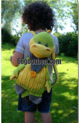 钩针图解【背包】 Colorful Dreams   - Dinosaur Backpack 恐龙背包 德语2053帖子ID:4329 背包,colorful,dreams,dinosaur,backpack