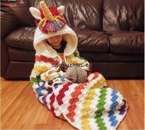 钩针图解【娃衣】 Crafting Happiness - Rainbow Unicorn  Blanket独角兽包被毯子9949帖子ID:6153 娃衣,craft,happiness,rainbow,unicorn