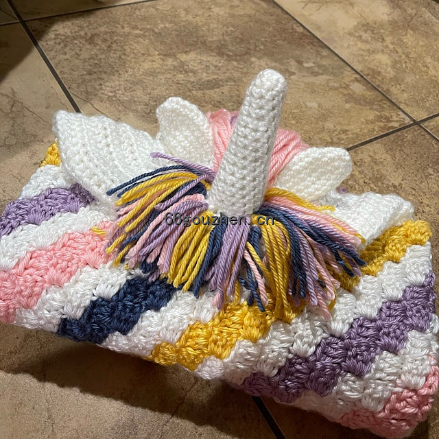 钩针图解【娃衣】 Crafting Happiness - Rainbow Unicorn  Blanket独角兽包被毯子4422帖子ID:6153 娃衣,craft,happiness,rainbow,unicorn