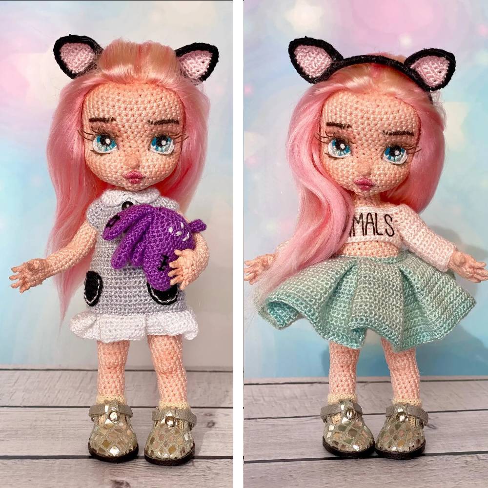 钩针图解【女】 Tiny Lovely Dolls - Julia Myazina  - Doll Kitty 猫女 俄文1982帖子ID:12003 tiny,lovely,dolls,julia,doll