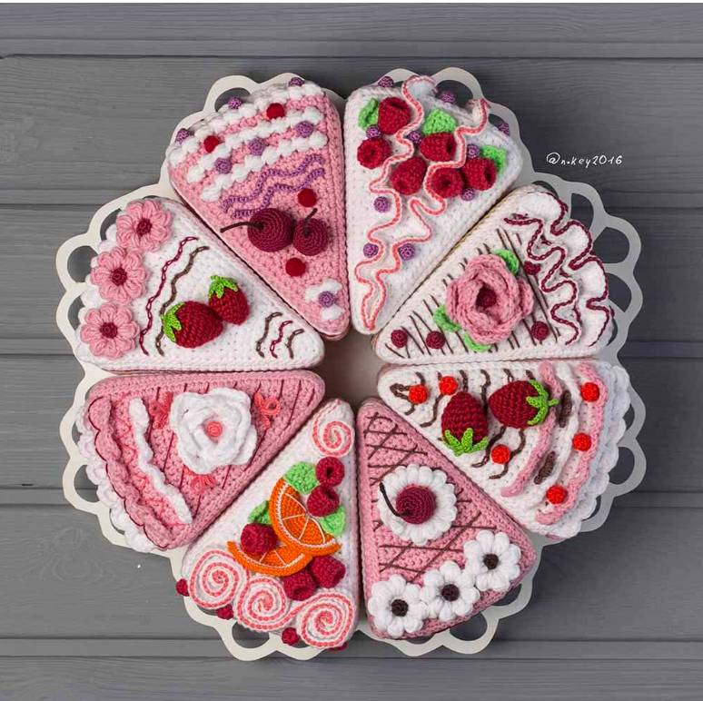 钩针图解【食物】n.key2016 - crochet cake生日蛋糕 俄文3284帖子ID:22332 