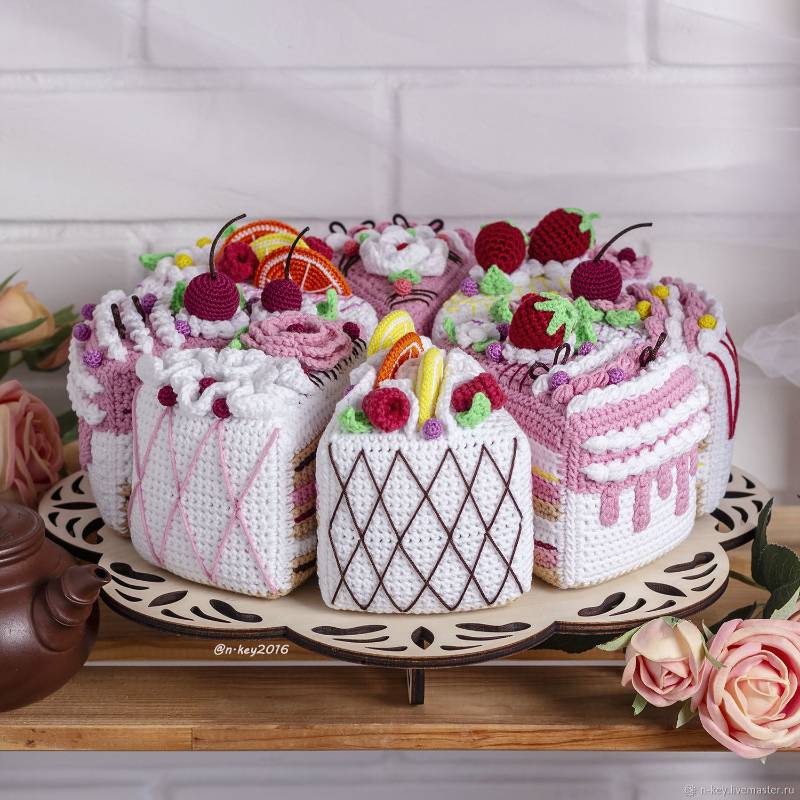 钩针图解【食物】n.key2016 - crochet cake生日蛋糕 俄文4058帖子ID:22332 