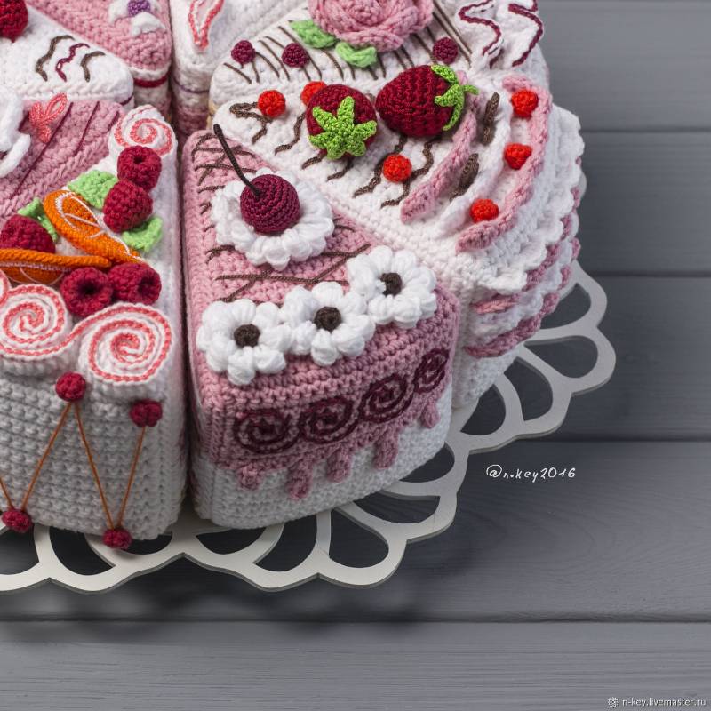 钩针图解【食物】n.key2016 - crochet cake生日蛋糕 俄文1592帖子ID:22332 