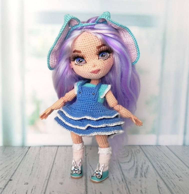 钩针图解【女】Medvedeva dolls - Lesya Medvedeva   - Button 兔女孩 俄文8921帖子ID:23197 