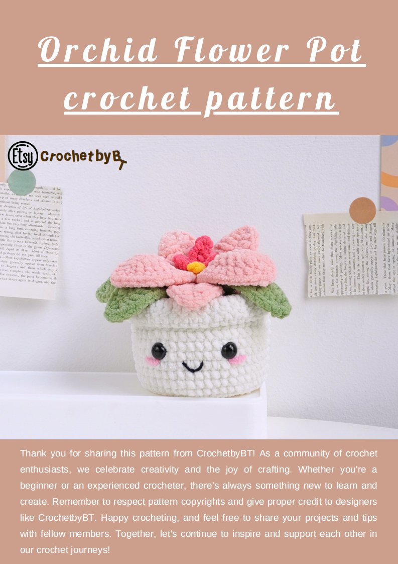 Crochet By BT - Sophie Rae -Orchid Flowerpot