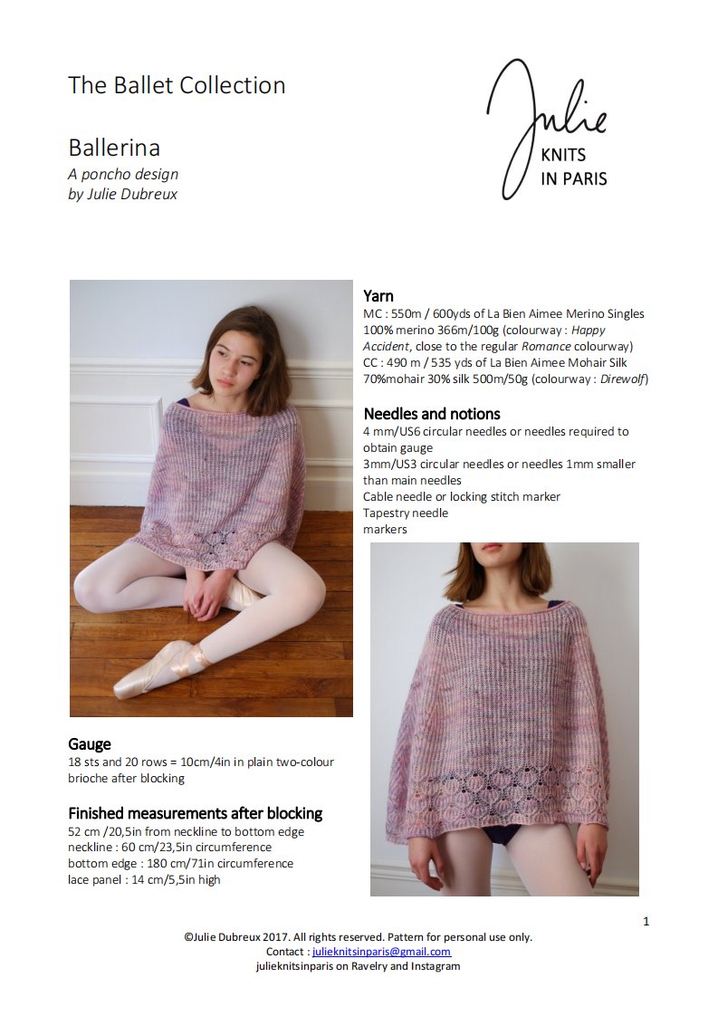 Ballerina by Julie Dubreux - Julie Knits In Paris - The Ballet Collection