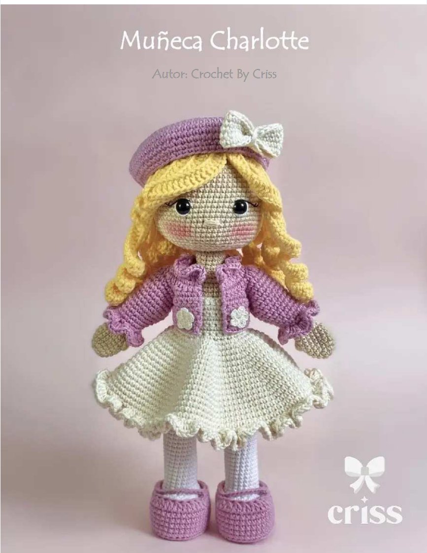 Crochet By Criss -  Charlotte Doll - Muñeca Charlotte - S