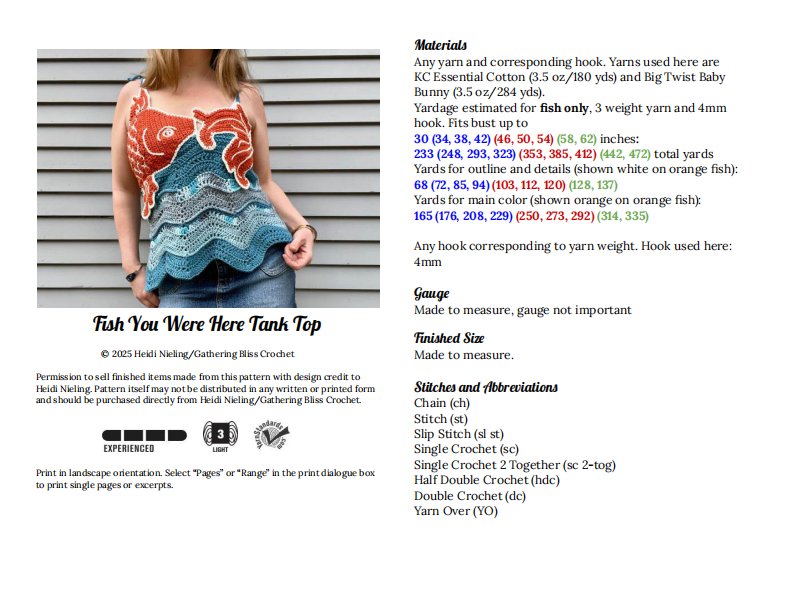 Gathering Bliss Crochet - Heidi Nieling - Fish You Were Here Tank Top