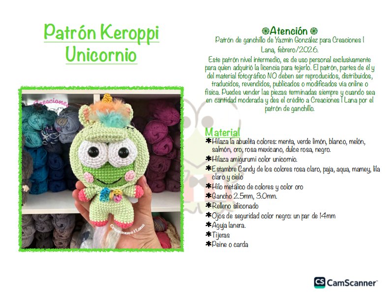 Creaciones Lana - Yazmín González Sánchez - Keroppi Unicorn