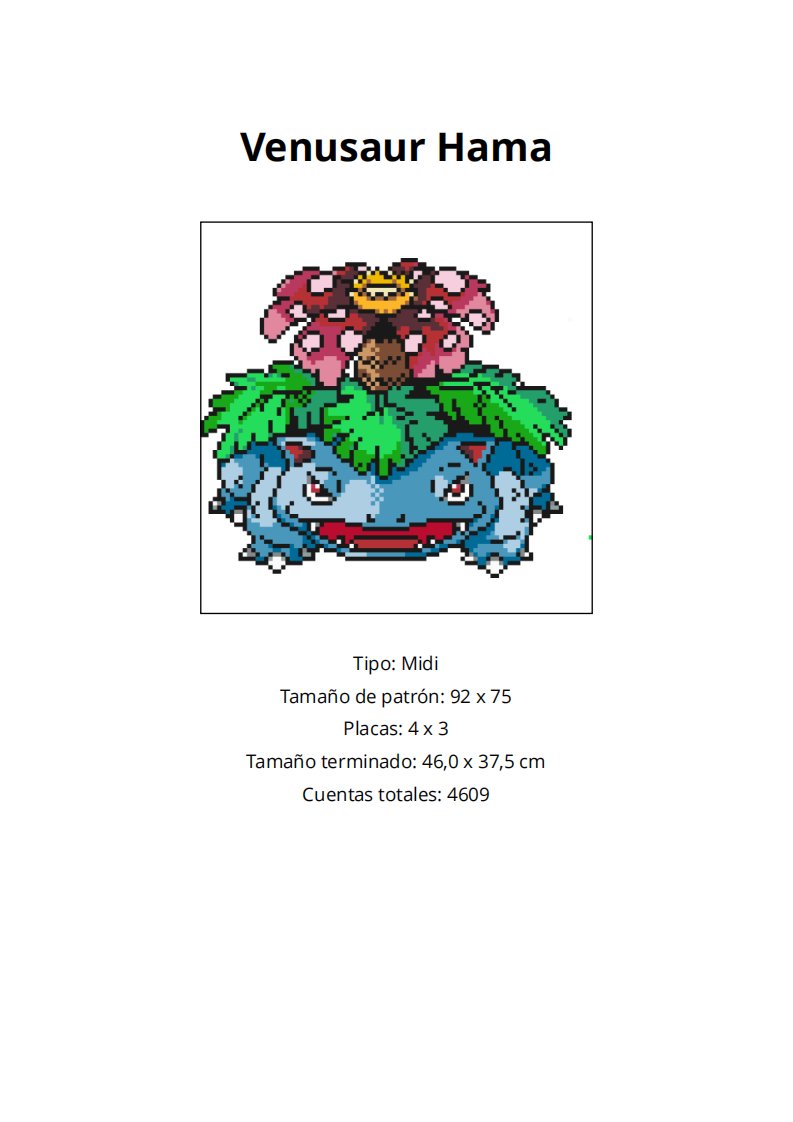 免费 拼豆图解 Venusaur-Hama
