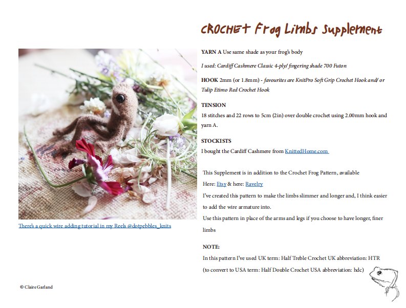 免费 Claire Garland - CROCHET Frog Limbs Supplement
