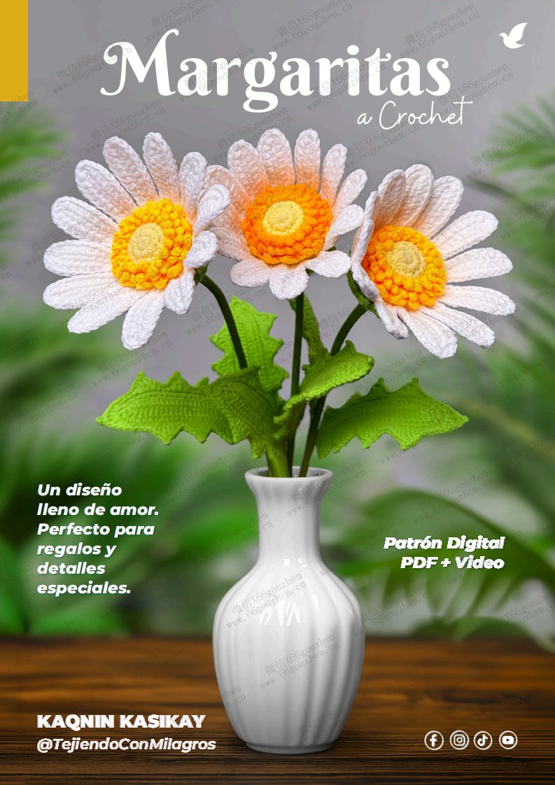 66 Kaqnin Kasikay Margaritas a Crochet 12 Petalos