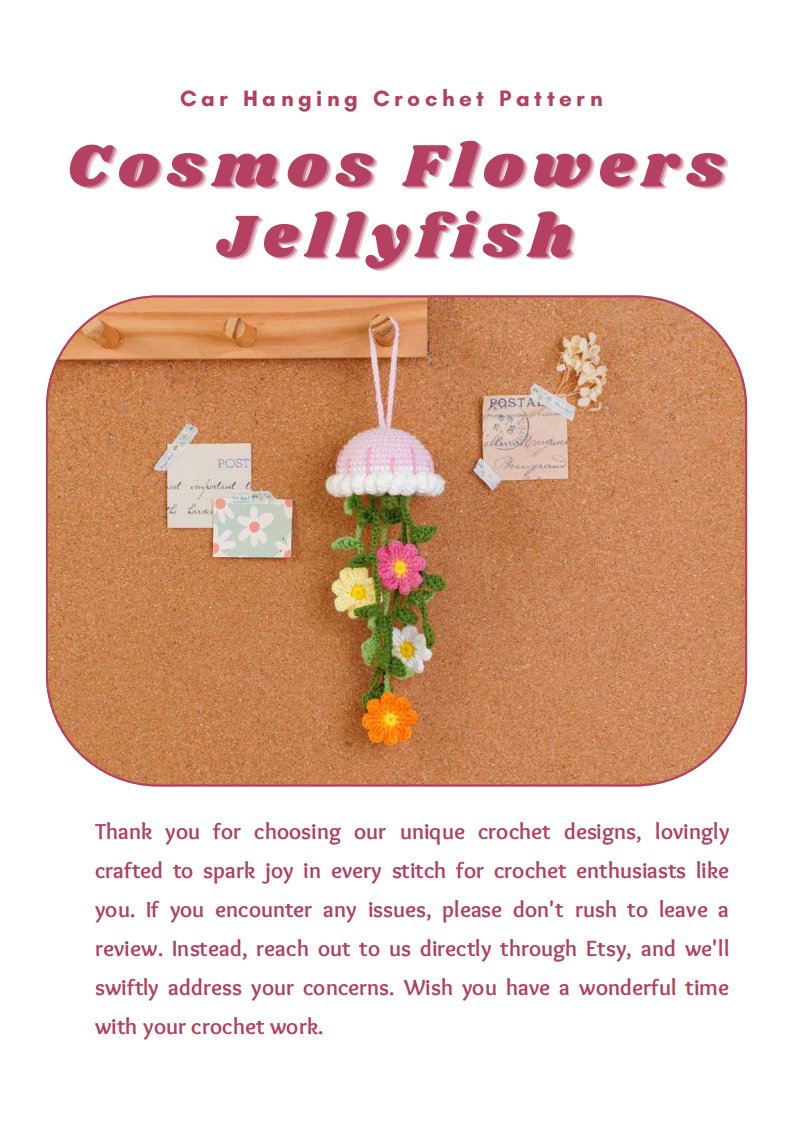 PHoaCrochet - Hoa Phong Nữ - Car Hanging Jellyfish -CosmosFlowers