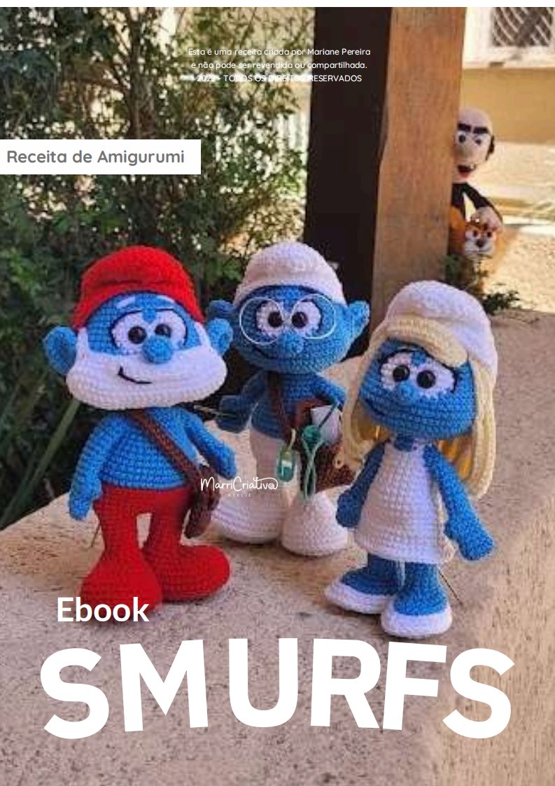 Marricriativa - Mariane Pereira - Ebook Smurfs - Smurf Crocheteiro - Papi Smurf
