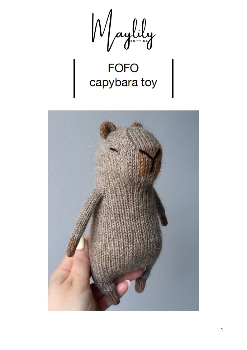 Fofo Capybara Toy by Luba Andrushchenko - MayLilyKnitting