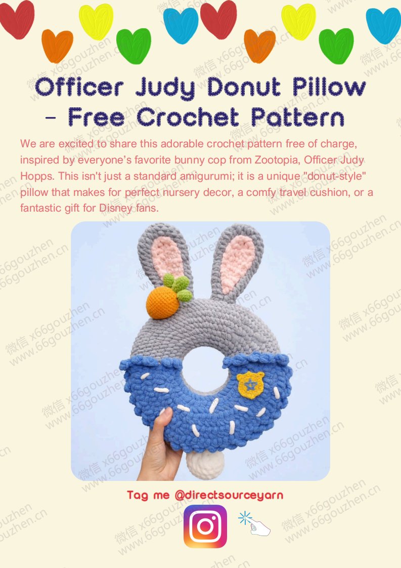 Direct Source Yarns - Kathy Leung - Officer Judy Donut Pillow