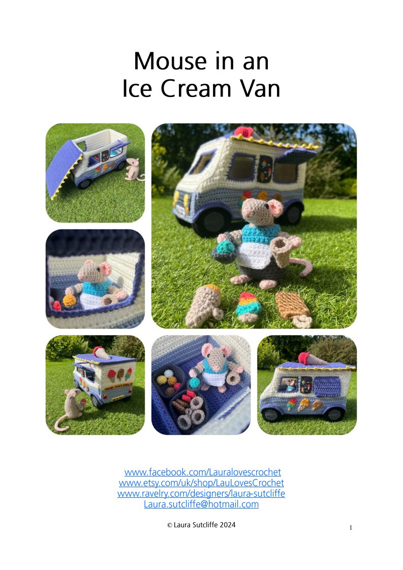 LauLovesCrochet - Laura Sutcliffe - Mouse in an ice cream van