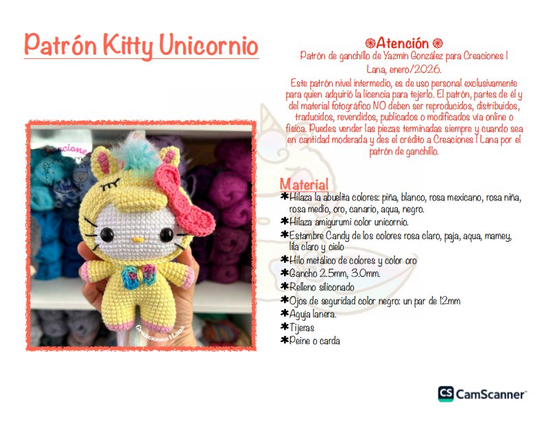 Creaciones Lana - Yazmín González Sánchez - Kitty Unicorn