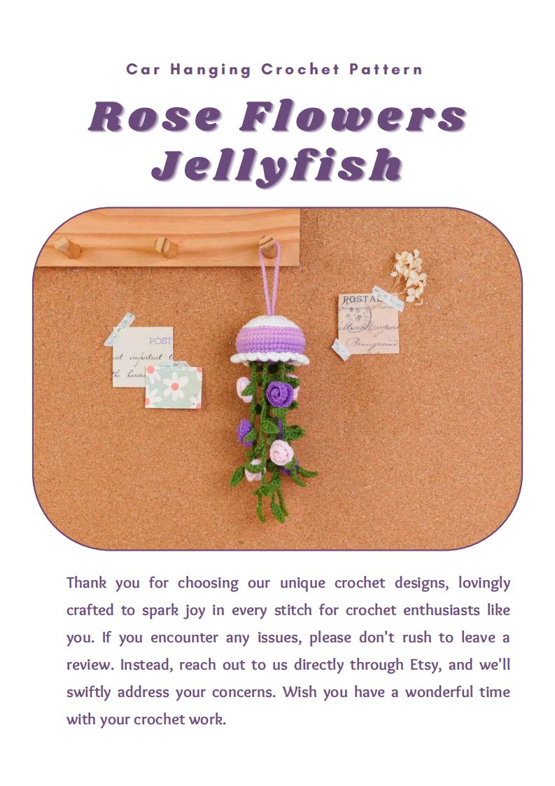 PHoaCrochet - Hoa Phong Nữ - Car Hanging Jellyfish -roseFlowers