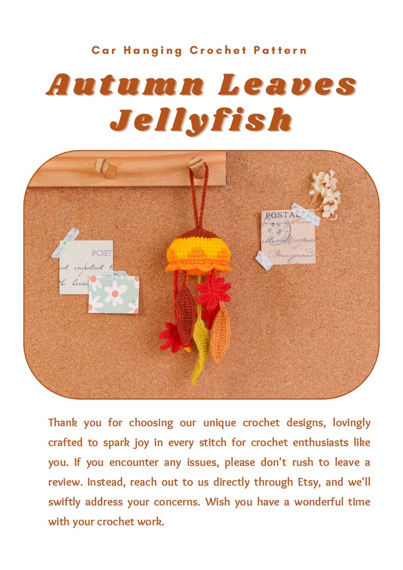 PHoaCrochet - Hoa Phong Nữ - Car Hanging Jellyfish -AutumnLeaves