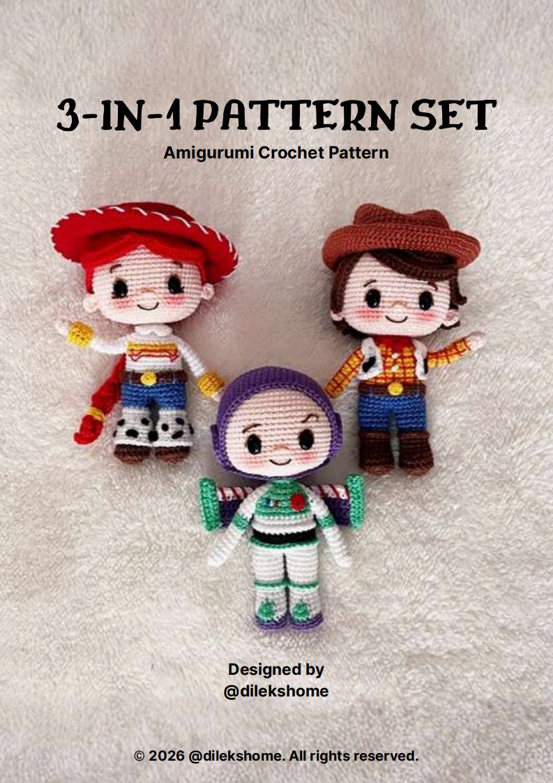 Dilekshome - Dilek Candan - 3 in 1 Pattern set Toy Story The Little Sherif, Litt