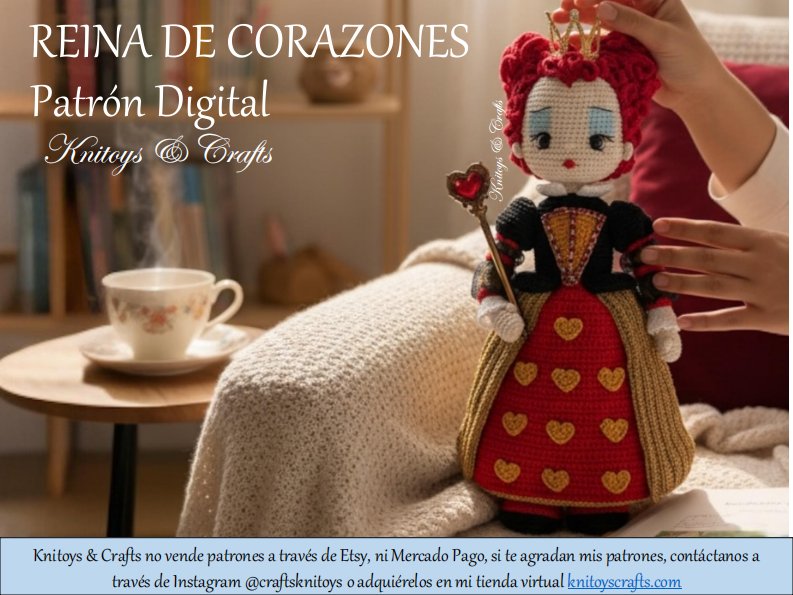 Knitoys - Crafts - Knitoys and Crafts - Queen of Hearts - Smiling Cat - Reina de