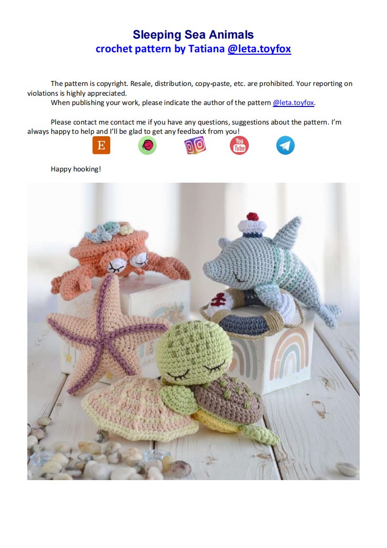 Leta Toyfox - Toyfox Store - Tatyana - Tatiana Lebedenko - Sleeping sea animals